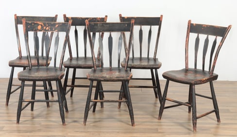 Set 6 Black Painted Fancy Chairs