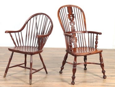 19th C. English Windsor & Hoop Back Armchairs