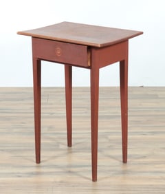 Red Painted Single Drawer Table