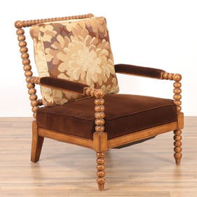 Tommy Bahama Walnut Stained Bobbin Turned Armchair