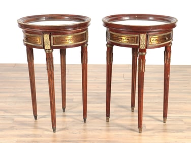 Pair of Louis XVI Style Round End Tables