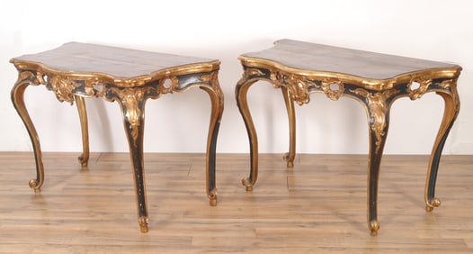 Pair of Italian Rococo Style Consoles, c.1840