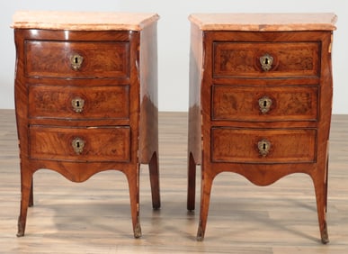 Pair Northern Italian Inlaid Commodini, 18th C.