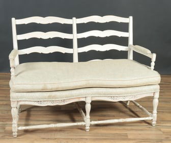 French Provincial Style Grey Painted Settee
