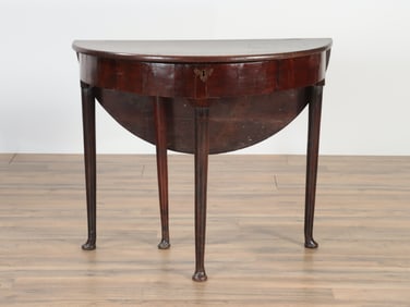 George III Oak Dropleaf Demilune Table, 18th C.