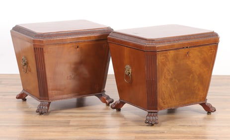 Pair of Regency Style Inlaid Mahogany Cellarette