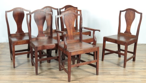English Country Mahogany Dining Chairs, 19th C.