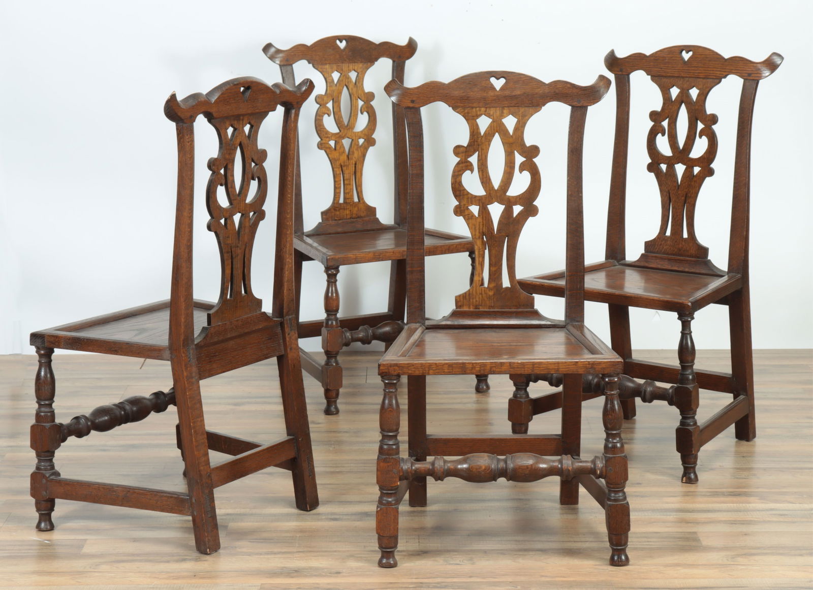 Set of Four Bench-Made Oak Side Chairs (1 of 11)