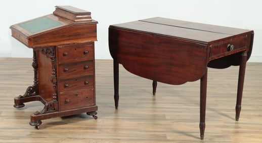 Federal Mahogany Pembroke & Victorian Davenport