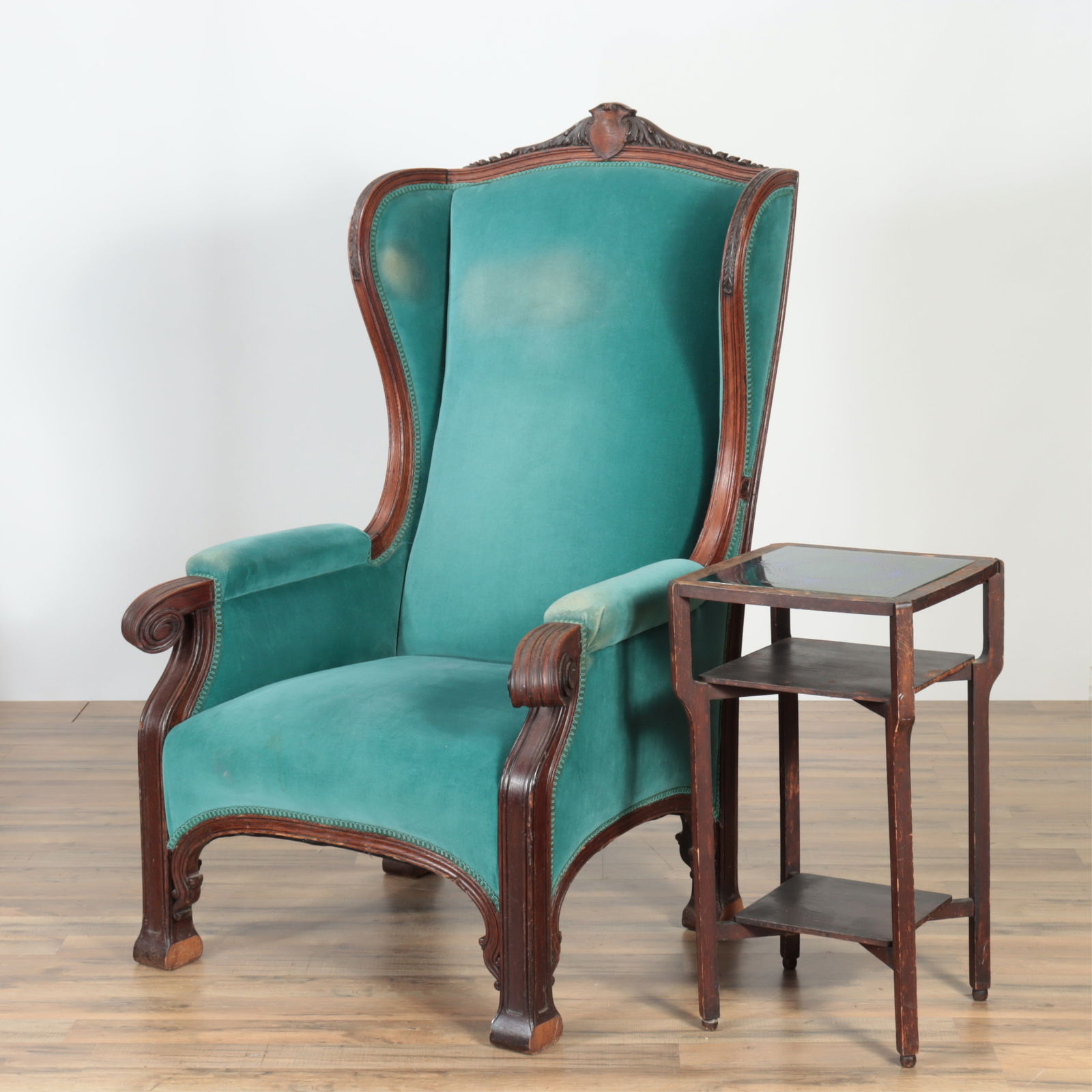 Art Nouveau Upholstered Wing Chair and Side Table (1 of 8)