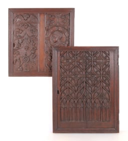 18-19th C. European Wood Carved Cabinet Doors