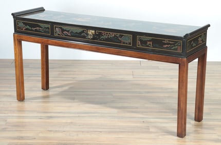 Drexel Asian Style Lacquered Console Table