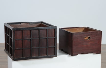 Two Japanese Hardwood Hibachis