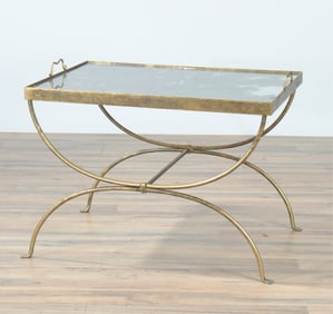 Maison Jansen Style Metal & Glass Coffee Table