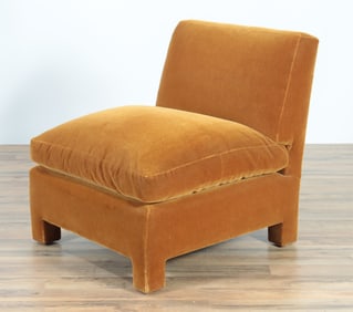 Contemporary Mohair Upholstered Slipper Chair
