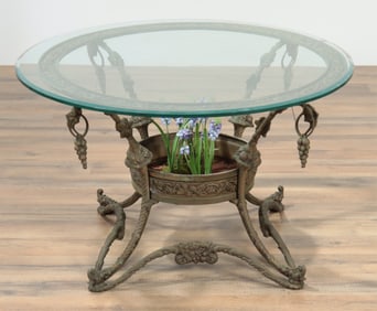 Italian Rococo Style Brass/Glass Cocktail Table