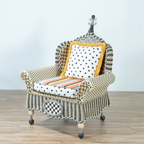 MacKenzie-Childs Queen Bee Courtyard Wing Chair