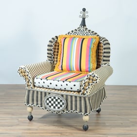 MacKenzie-Childs Queen Bee Courtyard Wing Chair