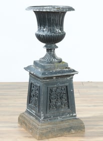 Painted Cast Metal Garden Urn