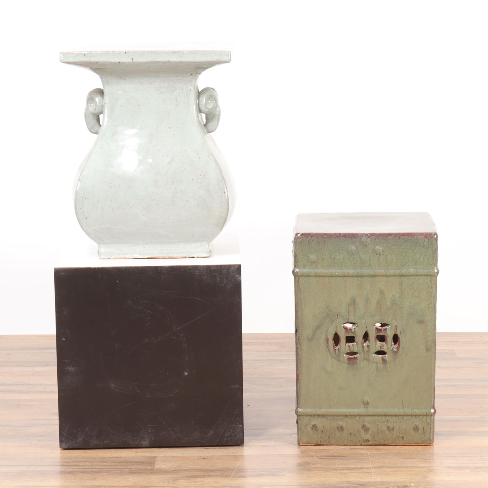 Two Chinese Green Glazed Pottery Garden Stools (1 of 6)