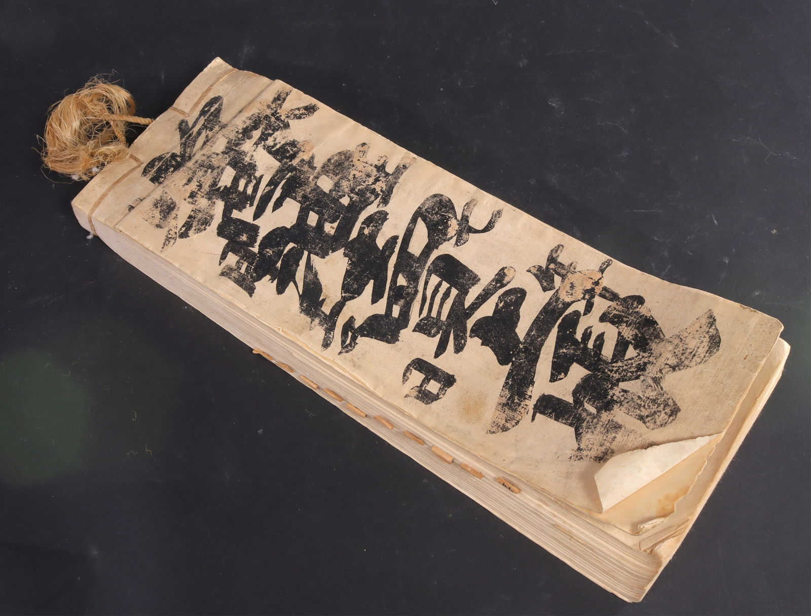 Japanese Accounting Ledger Book 19th C: 19th century Japanese Accounting Ledger Book. Washi paper and tied binding calligraphy throughout entire book with tabulature. 15 1/4" tall