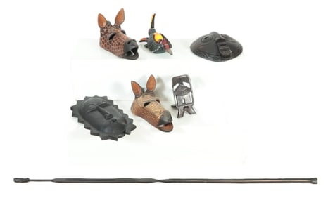 Collection of Carved Wooden Tribal Masks