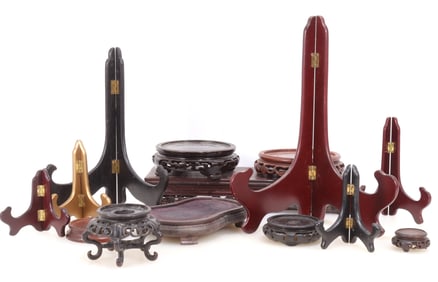 Asian Wood Carved Stands & Plate Stands