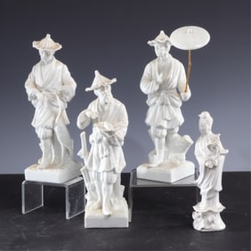 Fitz and Floyd White Porcelain Chinese Figures