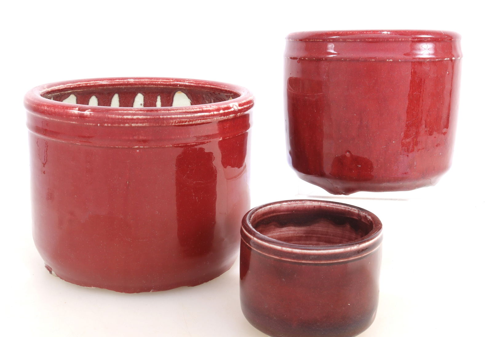 Three Red Glazed Jardiniere (1 of 11)