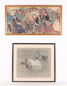 Ukiyo-e Woodblock Triptych & Yuan Dynasty Print