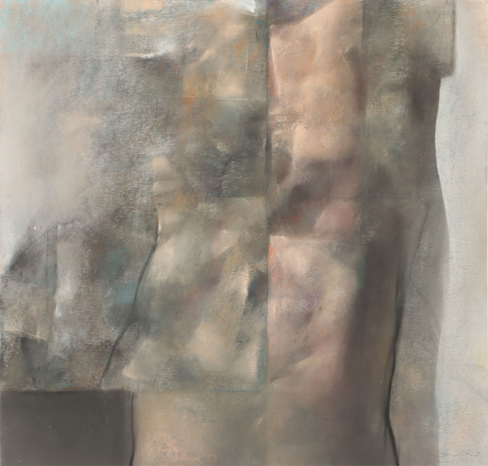 Bruce Samuelson - Nude - pastel: Bruce Samuelson, American, b. 1946, Nude, charcoal and pastel on paper, signed lower right, en verso gallery label J. Cacciola Galleries NYC. 18 x 18 1/4, framed 24 3/4 x 24 3/4 Property from a Washin