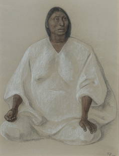 Francisco Zuniga - Seated Woman Pastel: Francisco Zuniga (Mexican 1912-1998) Seated Woman, Pastel Works on paper. Signed lower right. Dated 1981 Site - 28" H x 21" W Frame - 38.75" H x 31.25" W