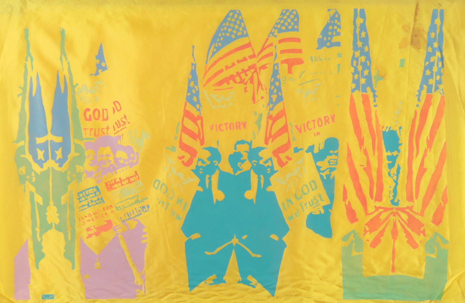 William M. Kent - Flag Waves #4 - slate print: William M. Kent, American, 1919-2012, Flag Waves #2, slate print on satin, initialed within print, titled, signed and dated 1971 (mono-print) in ink lower right 49 x 75 Collection of Richard Castellan