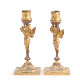 Bronze Cherub Candlesticks