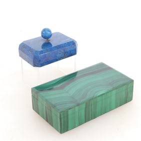Malachite Box & Lapis Lazuli Paperweight