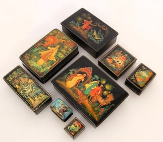 Assembled Group of Russian Lacquer Boxes