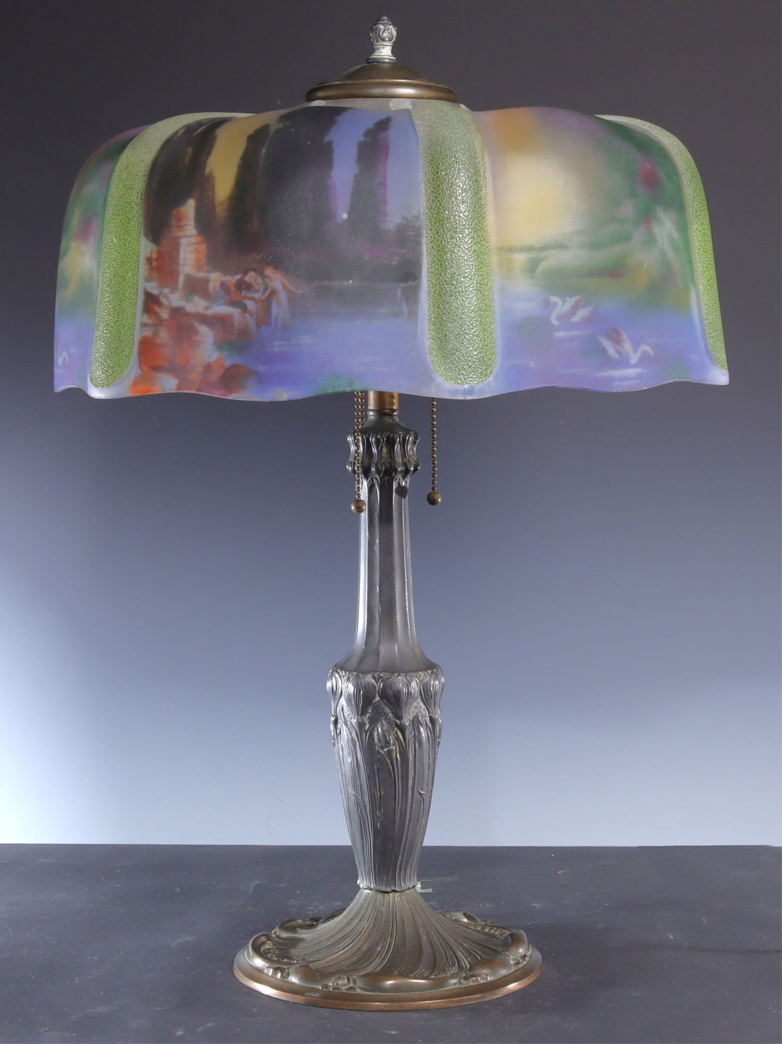 Pittsburgh - Reverse Painted Shade, Swans on Lake (1 of 14)