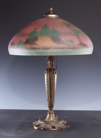 Pittsburgh Lamp - Reverse Painted Lake Scene