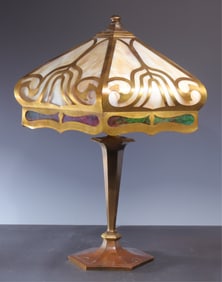Edward Miller & Co. Table Lamp, Slag Glass Shade