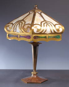 Edward Miller & Co. Table Lamp, Slag Glass Shade (1 of 15)