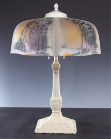 Pittsburgh Lamp - Reverse Painted Winter Scene