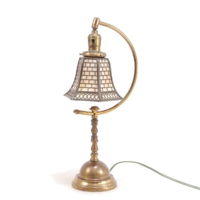 Handel Brass Slag Glass Shade and Lamp