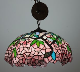 Hanging Leaded Glass Light Fixture