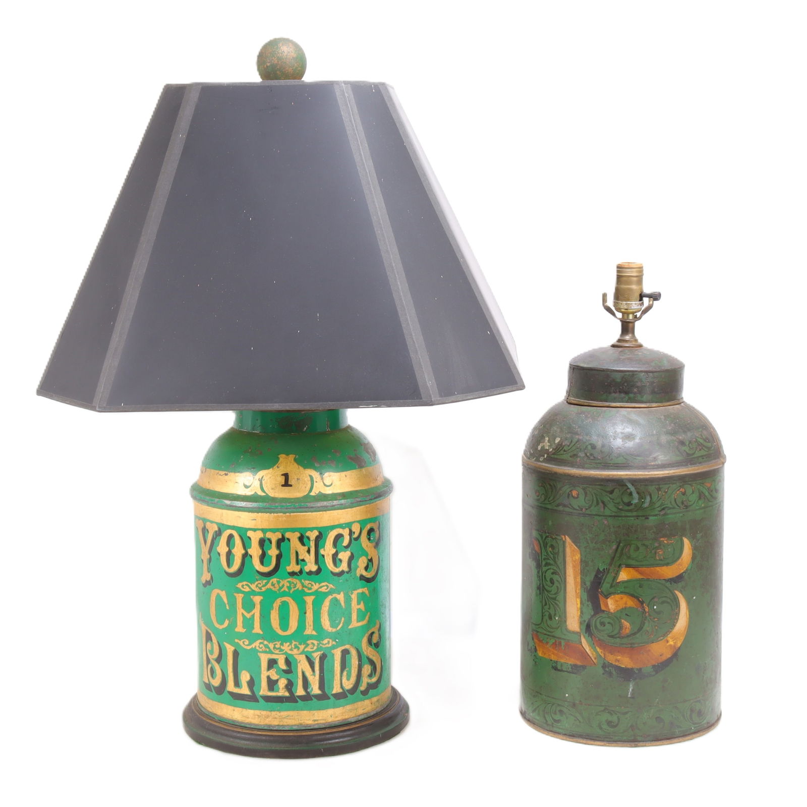 Two Tole Painted Tea Canister Lamps (1 of 6)