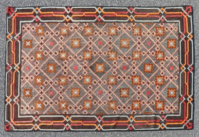Hooked Rug Geometric Design