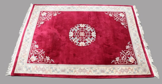 Chinese Deco Red Wool Carpet 8-6 x 11-5