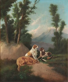Three Dogs in a Landscape After Bohm O/C