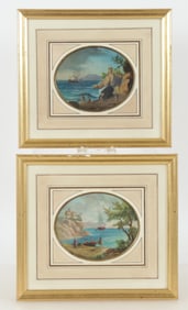 Two Oval Seascapes - Gilt Frames