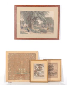 Village Elms, French Landscape Engravings, Sampler
