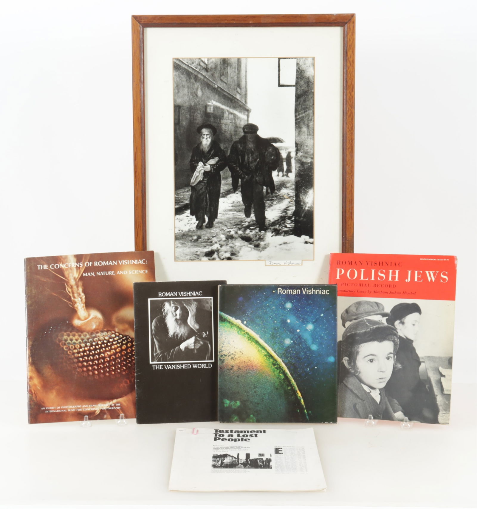 Vishniak Face Of Wisdom Cracow Photo: Roman Vishniac (Polish, 1897-1990), "Face of Wisdom, Cracow", 1936, silver gelatin print, signed below the plate lower right, matted and framed; together with 5 publications on the artist: "The Concer